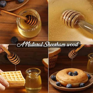 Custom Logo Eco-Friendly <b>Natural</b> Wood Honey Dipper Wooden Drizzle Server Dishwasher Safe for Serving Honey by Artisan Craft - Product Image 5