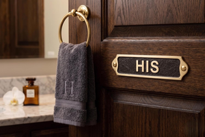 Plaque de porte vintage en laiton pour toilettes, panneau décoratif en métal pour nom de salle de bain, plaque murale pour hôtel, bureau, ou salle de bain - Product Image 2