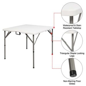 Tavolo da Pranzo Quadrato Pieghevole da 34 Pollici, Tecnologia Blow Molding, Portatile e Facile da Montare - Product Image 2