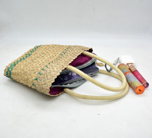 Bolso de Mano de Paja Tejida de Alta Calidad, Diseño Paisajístico, Ecológico, Suave, para Uso Diario - Nuevo Diseño con Forro de Fibra de Bambú y Correa Individual - Product Image 2