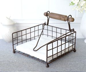 Guest <b>Towel</b> <b>Holder</b> Matte Black Metal Scalloped Lattice <b>Paper</b> Napkin Tray Dispenser Caddy - Product Image 4