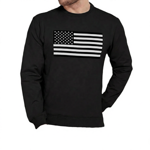 Sudadera de Cuello Redondo para Hombre, Estampado de Bandera Americana, 100% Algodón, Corte Regular, Informal, para Otoño - Product Image 4