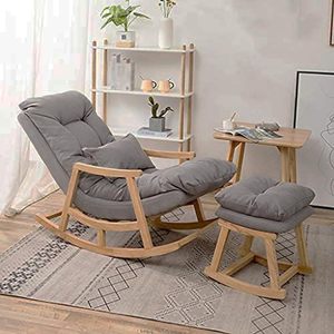 Comfortable Well <b>Cushioned</b> Rocking Chair with Footrest | Mid-Century Rocking Chair for All with Soft, Durable <b>Cushioned</b> - Product Image 3