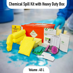 ชุดอุปกรณ์รับมือสารเคมีรั่วไหลขนาด 45 ลิตร พร้อมกล่องแบบพกพาสำหรับงานหนัก ชุดอุปกรณ์ดูดซับสารเคมีพร้อมแผ่นดูดซับ สำหรับใช้ในอุตสาหกรรมและห้องปฏิบัติการ - Product Image 2