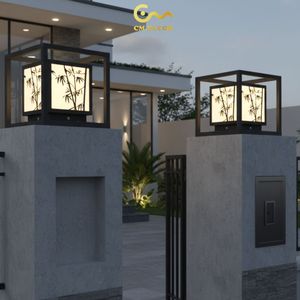 Lampe de pilier murale LED en acier à motif labyrinthe CM.DTC.001, étanche IP65, base E27, pour usage extérieur, villa, jardin, origine Vietnam - Product Image 4