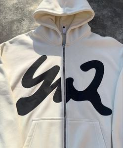 Sweat à capuche unisexe personnalisé 100% coton lourd avec fermeture éclair, impression en relief, toutes tailles avec étiquettes personnalisées et motif uni - Product Image 2