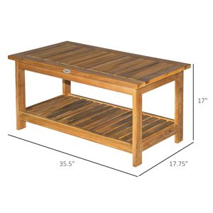 Tavolo Buffet da Esterno in Legno di Acacia con 2 Ripiani, Finitura in Teak Naturale, Organizzatore per Stoccaggio - Product Image 3