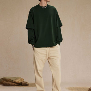 เสื้อยืดโอเวอร์ไซส์ผู้ชาย แขนยาว ทรงหลวม ผ้าฝ้าย 100% คุณภาพพรีเมียม ออกแบบทันสมัย ผลิตตามสั่ง ยั่งยืน - Product Image 3