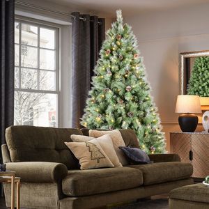 Albero di Natale da 1,5 m con 200 luci LED bianco caldo, 694 punte in PVC rigido, 51 coni di pino, design a rami incernierati, robusto supporto in metallo - Product Image 2