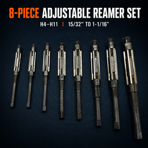 ชุดรีมเมอร์มือปรับได้ 8 ชิ้น H4 ถึง H11 ขนาด 15/32 นิ้ว ถึง 1-1/16 นิ้ว ใบมีดเหล็กคาร์บอนสำหรับการปรับขนาดรูอย่างแม่นยำ - Product Image 5