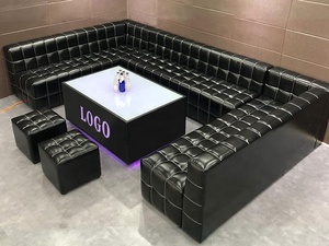 Tùy Chỉnh U & L Hình Dạng Da Nhà Hàng Bộ Gian Hàng Chỗ Ngồi, Hộp Đêm Bar Phòng Chờ <span class=keywords><strong>Sofa</strong></span> Đồ Nội Thất Cho Sử Dụng Thương Mại - Product Image 2