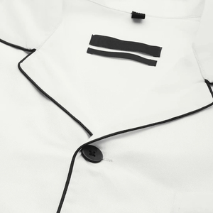 <b>Men's</b> White Long Sleeve Cotton <b>Pajama</b> <b>Set</b> With Black Trim Casual Sleepwear Full Length Pants and Shirt Spring Season Wear - Product Image 3