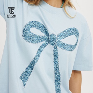 เสื้อยืดผู้หญิงคุณภาพสูง แขนสั้น คอกลม ปักลายดอกไม้ สวมใส่สบายๆ ทรงหลวม เหมาะสำหรับฤดูใบไม้ผลิและฤดูร้อน ผลิตจากผ้าฝ้ายถัก 100% - Product Image 6