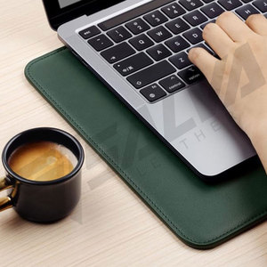 Minimalist Genuine Leather <b>Laptop</b> <b>Sleeve</b> Dark Green Slim Fit Protective Case for Modern Devices - Product Image 5