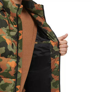Veste matelassée à capuche camouflage pour homme, coupe-vent, épaisse, pour l'hiver, coupe classique, en polyester, fermeture éclair - Product Image 3