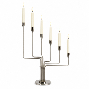 Support de bougie en métal à 7 branches au design scandinave minimaliste, bougeoir de table contemporain en acier inoxydable pour un style luxueux - Product Image 1