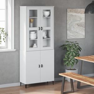 Highboard VIKEN bianco ingegnerizzato piano in legno per la conservazione della cucina - Product Image 3