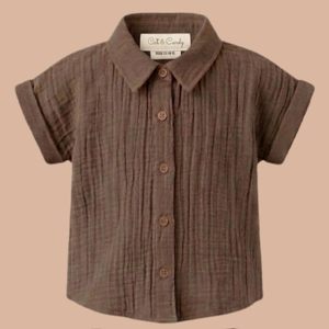 <b>Cot</b> & Candy Organic Muslin Jhabla <b>Set</b> Cocoa Whisper Oversized Cotton Top Shorts for 0-3 Months Baby Summer Infant Clothing - Product Image 3