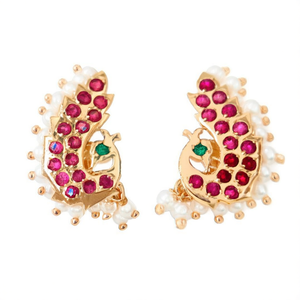 Kemp Peacock Asscher Cut Stud Earrings-Classic Trendy Zinc Alloy with Imitation Pearl - Product Image 2