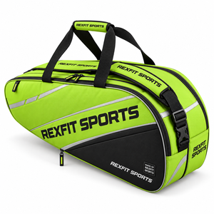 Sac de transport pour équipement de squash avec disposition de texte personnalisée, rangement spacieux pour raquettes, sangles renforcées et poches zippées pratiques - Product Image 3