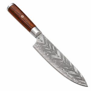 Cuchillo de Chef Moderno Hecho a Mano por Edge Master, Acero Inoxidable, Mango de Madera, Funda de Cuero, Apto para Lavavajillas, 8-9.9 Pulgadas - Product Image 1