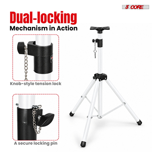 5 Core Metal Heavy Duty Adjustable 72" <b>Speaker</b> Stand Tripod with Universal Mount for PA <b>DJ</b> Studio Use Includes Bag - Product Image 3