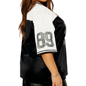 Maillot de football surdimensionné personnalisé pour femme, col en V vintage, streetwear, maillot de sport en mesh, fabricant OEM à marque privée - Product Image 5