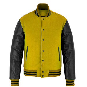 Chaqueta Varsity Personalizada de Dos Tonos con Ribete de Punto a Rayas, Ropa Deportiva, Chaquetas Varsity Casuales de Invierno, Fabricante - Product Image 4