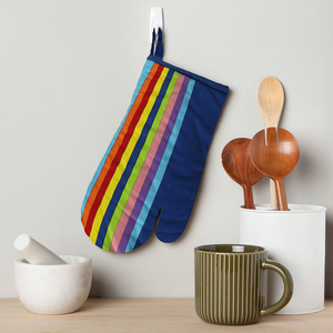 Guantes de Cocina Hechos a Mano, Modernos, de Algodón Suave, con Estampado de Rayas, Resistentes al Calor, Ecológicos, Aptos para Lavavajillas - Product Image 1