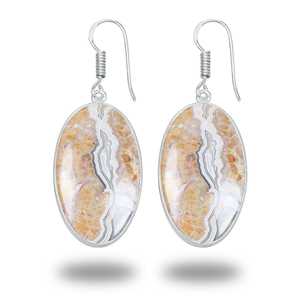 Pendientes de Ágata Crazy Lace de Varias Formas Grandes, Plateados en Plata, Hechos a Mano, Regalo para Fiestas - Product Image 3