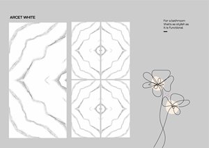 Carreaux de porcelaine brillants effet marbre Book Match Arcet Blanc 600x1200mm, grand format, pour murs et sols, antibactériens, antidérapants - Product Image 4