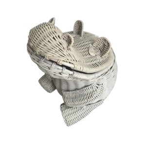 Handmade Hippopotamus Shaped Rattan Storage <b>Basket</b> <b>with</b> <b>Lid</b> for Kids Toy Organizer and Nursery Decoration - Product Image 3