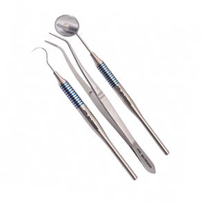 Kit d'examen dentaire 3 pièces, kit de diagnostic de base, miroir, explorateur et pince en acier inoxydable professionnels pour un examen buccal précis - Product Image 4