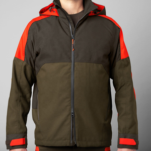 Blouson de moto à capuche pour homme, coupe-vent, color block rouge, noir, olive, en polyester, fermeture éclair, pour l'hiver et les activités de plein air - Product Image 3
