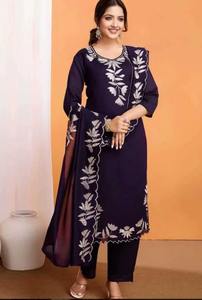 Ropa Étnica de Lujo para Eventos, Conjunto de Traje para Mujer en Morado, Azul y Rosa, Venta al Por Mayor, Boutique, Seda Vichitra Bordada, Compra al Por Mayor - Product Image 2