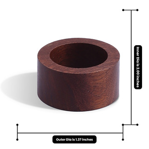 Anneaux de serviette en bois d'acacia faits à la main, écologiques et durables, pour la décoration de table de mariage, de fête, d'hôtel, de restaurant – Ensemble disponible - Product Image 2