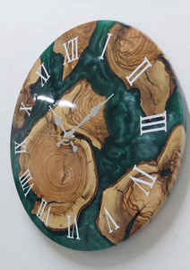 Handmade Designer Epoxy Resin Single Face Wall <b>Clock</b> Needle Display Quartz Movement Modern Design Wooden Frame <b>Battery</b> Powered - Product Image 6