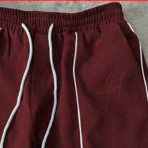 Conjunto Deportivo Personalizado Color Granate, Tejido Waffle, Cortavientos, Chaqueta Bomber Ligera con Cierre y Ribete, Pantalones Jogger de Pierna Ancha, Estilo Casual de Invierno para Hombre - Product Image 6