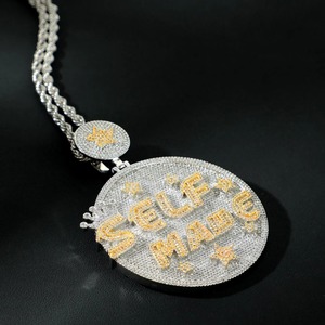 Iced Out Custom <b>Name</b> Letter Pendant 925 Silver Moissanite Hip Hop Charms Men's Jewelry Micro Pave Two Tone Circle Pendant - Product Image 4