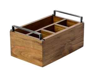 Wooden Cutlery Organizer With Handle Multi Compartment Flatware Holder Rustic <b>Kitchen</b> Utensil Storage Box Dining <b>Table</b> - Product Image 4