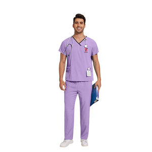 Ensemble de blouses médicales Solid Trader à col renforcé pour usage quotidien et multiples lavages, uniforme d'hôpital durable - Product Image 3
