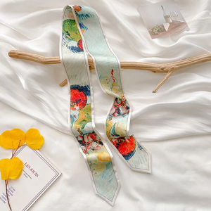 Delicate Streamers Silk Bag Straps Oil Painting Style Small Ribbon Long Scarf Belt Four Seasons Versatile Fashion <b>Headband</b> - Product Image 3