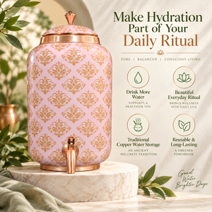 Distributeur d'eau en cuivre martelé fait main, pot à eau 100% cuivre pur avec robinet, distributeur de boissons traditionnel indien en cuivre - Product Image 6