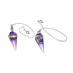 Péndulo de Orgón Tallado en Amatista Púrpura, Cono de Radiestesia con Piedras Preciosas, Herramienta de Sanación Espiritual para Reiki - Product Image 1