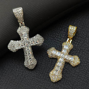 Evanex Diamond Luxury 925 <b>Silver</b> Cross Pendant Princess Cut Moissanite Micro Pave Iced <b>Charm</b> Unisex <b>Silver</b> Plated for Certified - Product Image 1