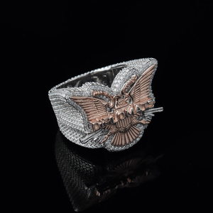Moissanite Eagle <b>Ring</b> <b>Mens</b> Statement <b>Ring</b> Rose Gold Angel Wing <b>Ring</b> Luxury Hip Hop Jewellery Bold Gift - Product Image 1