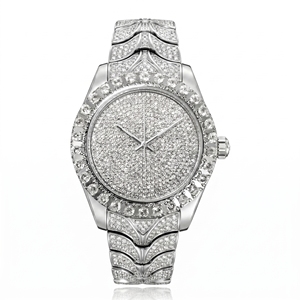 Reloj con Cristales, 10 ct, Diamantes Cultivados en Laboratorio, EF VVS VS, Chapado en Oro Amarillo de 14K, Acabado en Acero Inoxidable, Estilo Bling Urbano - Product Image 6