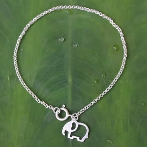 925 Sterling Silver <b>Elephant</b> Charm Bracelet Boho Minimalist Cute Animal Bracelet Handmade Fine Jewelry <b>Gift</b> - Product Image 1