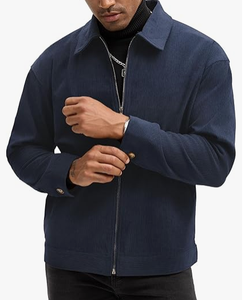 Blouson bomber en velours côtelé pour homme, fermeture éclair, style trucker vintage, avec poches et doublure - Product Image 2
