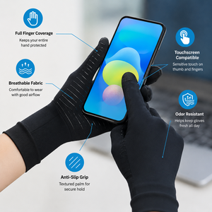 Black Full-Finger Multi Purpose <b>Gloves</b> with Anti-Slip Grip Breathable Stretch & <b>Touchscreen</b> Compatibility Other Sports <b>Gloves</b> - Product Image 3